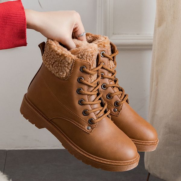 

winter boots snow boots women shoes woman fashion flat short fur ankle 2020 winter new short fur warm, Black