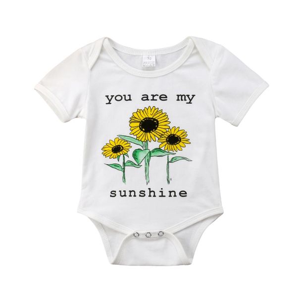 

newborn kids baby girl clothes sunflower jumpsuit romper playsuit you are my sunshine cotton rompers, Blue