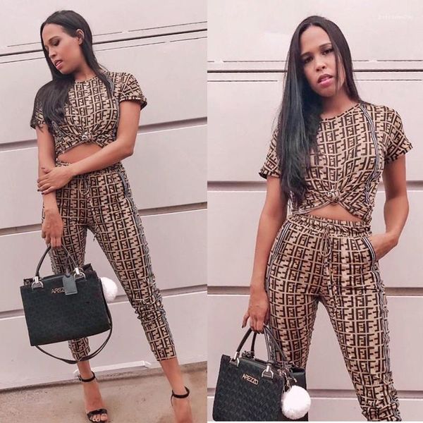 

pants suits eu size women ff tracksuits summer letters fen pants 2 pieces, White