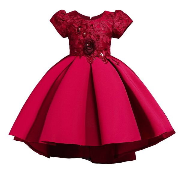 

2019 winter pageant trailing dress girl kids dresses for girls clothing party dress elegant flower princess, Red;yellow