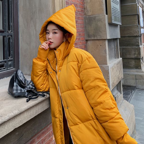 

women's down & parkas nice winter female long section padded straps personalized christmas hats cotton jacket fashion, Black