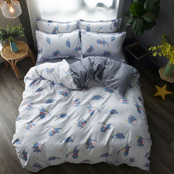 

cartoon sets girls kids duvet cover plaid bed sheet pillowcase 3/4 pcs twin full  king white quilt cover sets