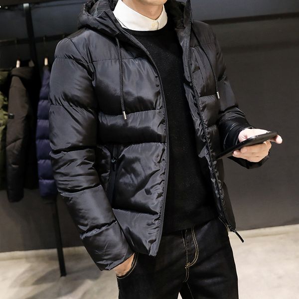 

new casual men jacket thicken warm cotton male jacket coat slim men's casual hoodie male winter outdoor men, Black