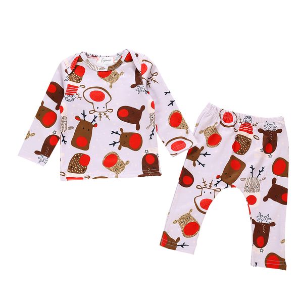 

0-24m newborn baby boy girl christmas deer santa pyjamas xmas nightwear pajamas set, Blue;red