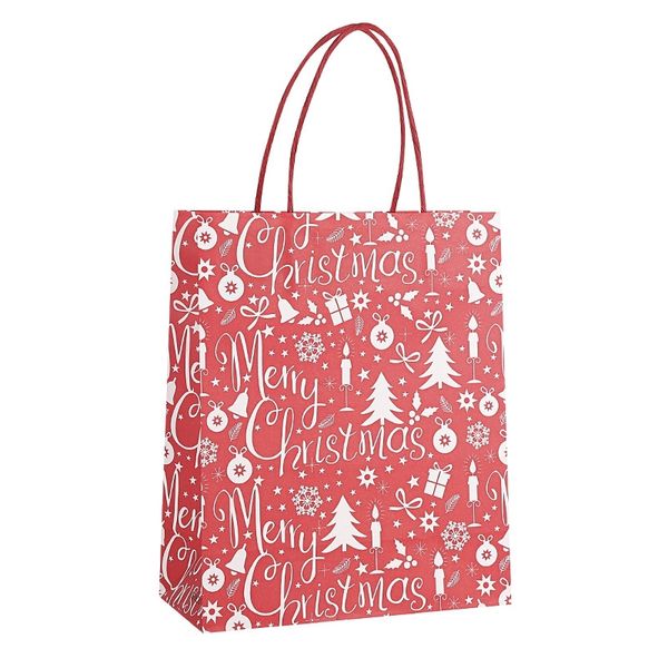 

4pc christmas gift bag snowflakes santa kraft paper bag children party gift box christmas decoration new year christmas decorations