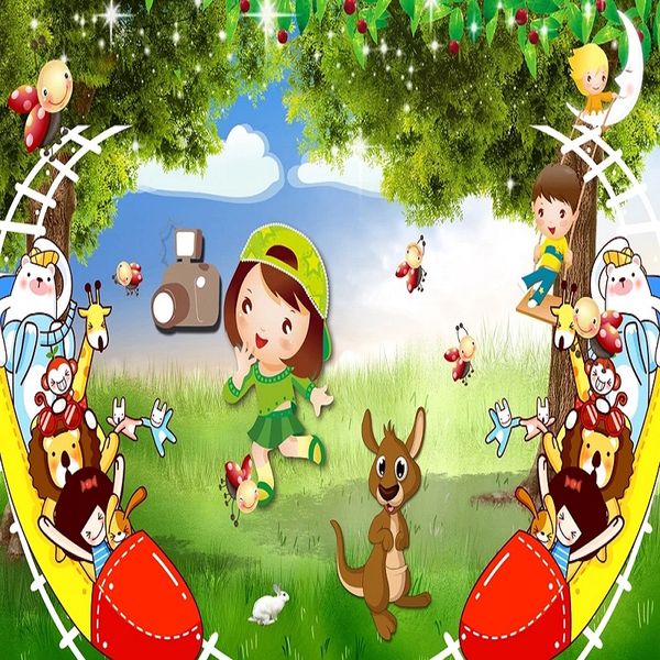 

custom large mural 3d wallpaper children's playground cartoon animal roller bedroom mural tv back wall decor deep 5d embossed