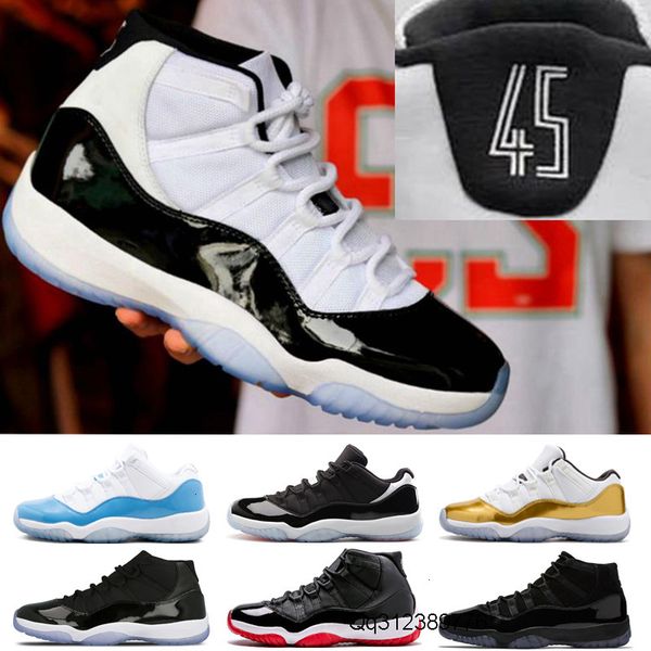 

with box 11 platinum tint bred number 45 new concord basketball shoes men women shoes 11s red navy gamma blue 72-10 sneakers