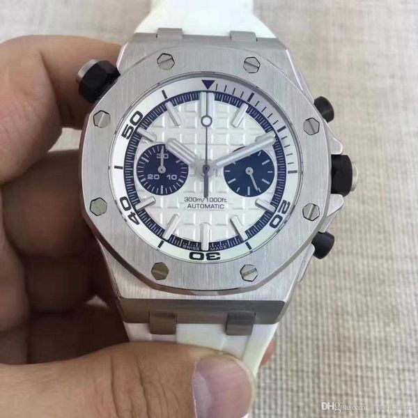 

5-контактный автоматические часы open назад королевский дуб кнопка небольшой циферблат работы, доступные мужчины 41мм клещ движение из нержа, Slivery;brown