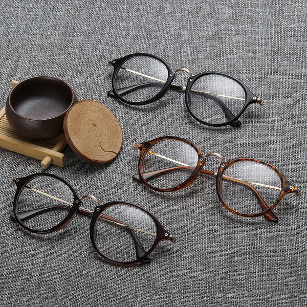 

men vintage round glasses frame round women lens myopia optical mirror simple metal cat eye clear eyewear frames, Black
