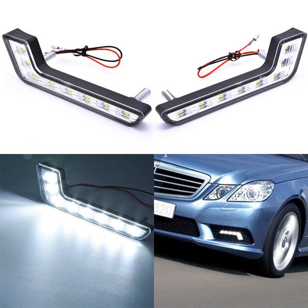 

2x 8 led drl daytime running head lamp l shape fog light white kit 12v universal car styling day light