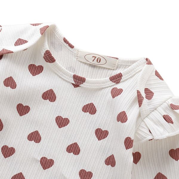 

autumn infant baby girl long flare sleeve heart print rompers kids girls bodysuit jumpsuit clothes new for baby girls, White