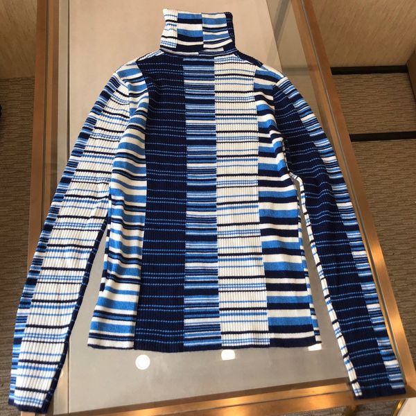 

2019 new ladies fashion long-sleeved high-neck striped color cashmere sweater 1010, White;black