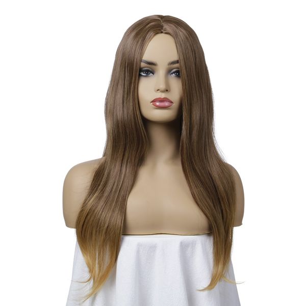 

женская парик моды пробор челка gradient длинными вьющимися высокая температура волокна 65см 26inch, Black