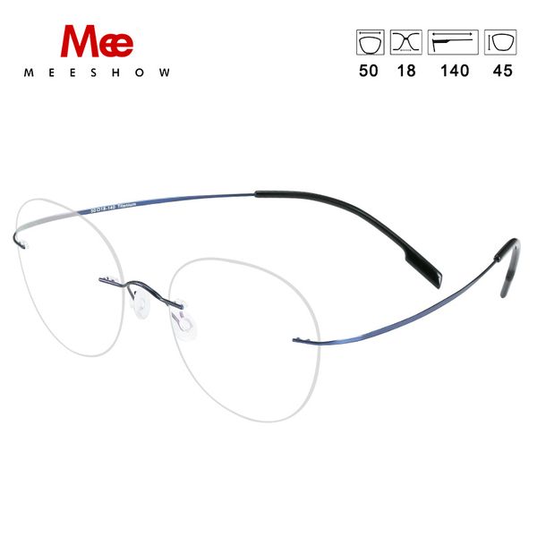 

wholesale-wholesale-titanium glasses frame rimless women's glasses round ey me optical prescription men spectacle frame, Black