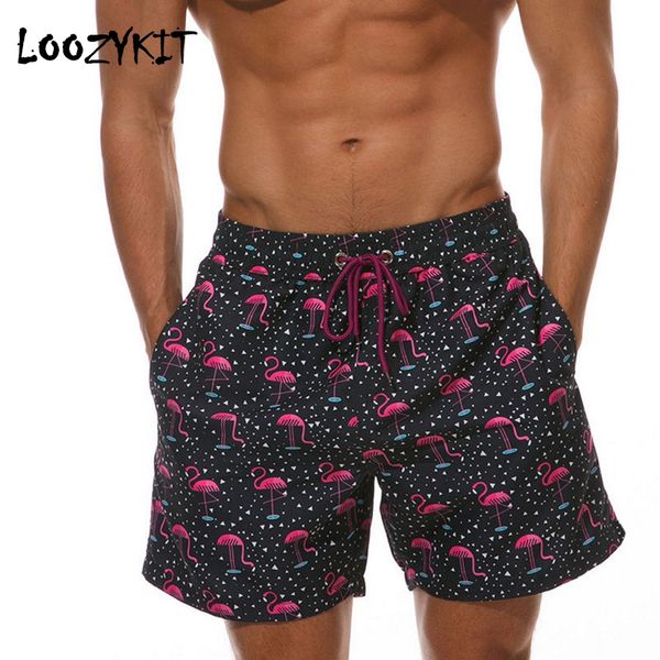 

loozykit men swimwear summer beach shorts drawstring loose water sports trunks print quick dry pocket beachwear plus size