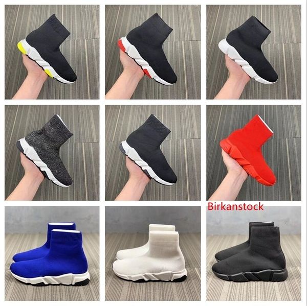 

2019 luxury paris triple s speed stretch-knit mid sneakers sock sports running shoes womens mens black white red blue designer shoes