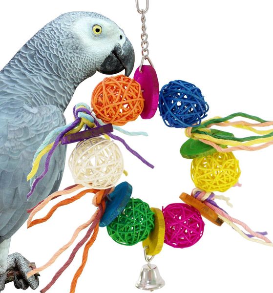 

parrot gnaw toys bird toys sepaktakraw wire drawing pull toys colour wood string