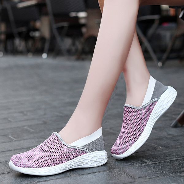 

woman slip-on flats sneakers ladies shoes summer sneakers women flats shoes breathable mesh casual tenis feminino, Black