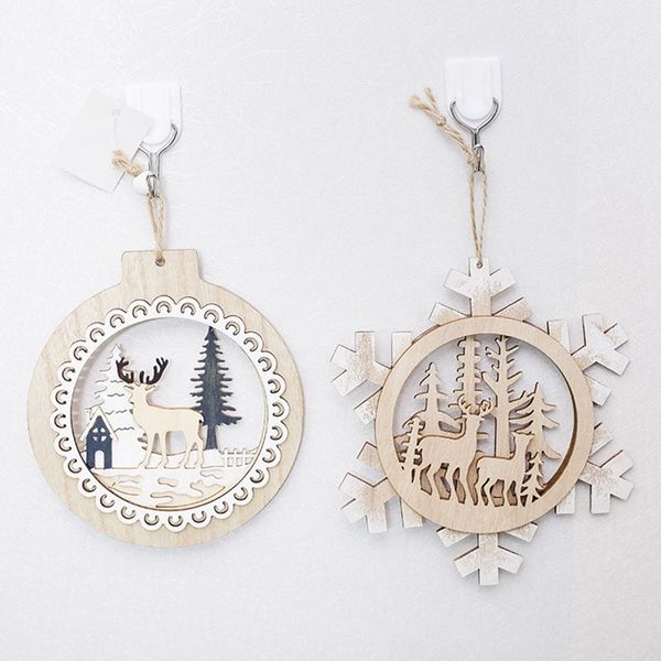 

dropship christmas tree wood painted elk pendant 1 pc xmas party decor deer pendants snowflake hanging decoration