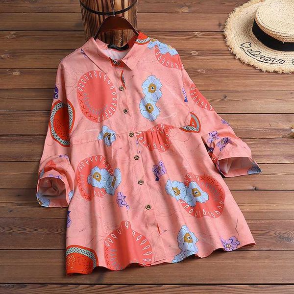 

2020 autumn floral printed party shirts zanzea lapel long sleeve blouse women casual vintage blusas female tunic chemise, White