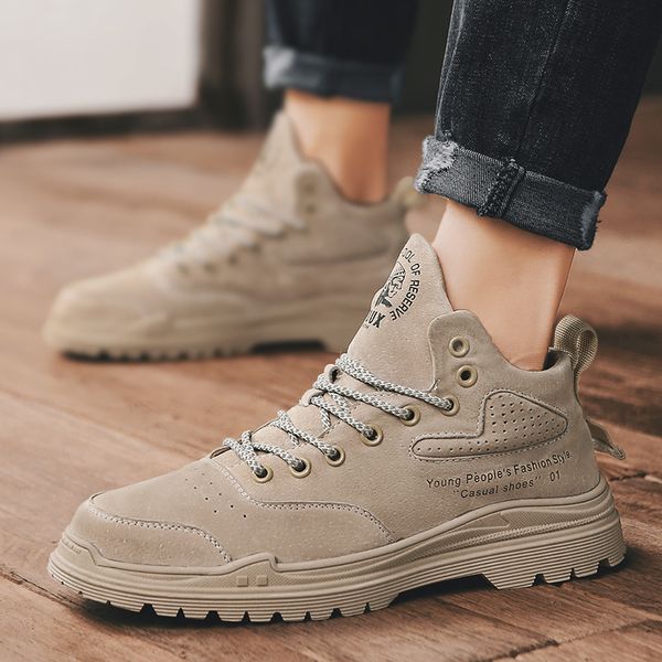 

сапоги мужская мода мужская повседневная обувь 2019 осень новый стиль высота-топ тренд зима англия спецодежда сапоги, Black