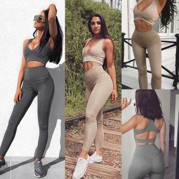 

the 18 19 new stretch yoga workout clothes suit female fitness gym running sports bra and pants us yoga outfits, White;red