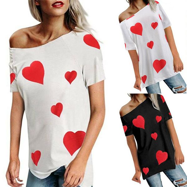 

New Women Ladies Fashion Casual Summer T Shirts Cotton Love Print Short Sleeve T Shirt Tees Tops Party Clubwear