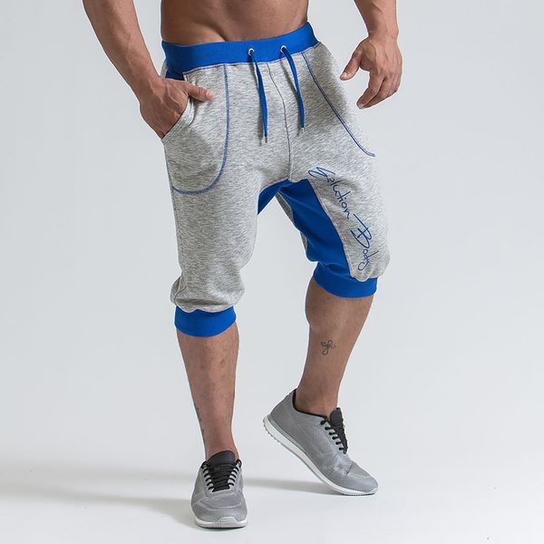 

rashgard sport shorts men crossfit running shorts gym fitness short joggers workout sweatpants knee length run jogging, Black;blue