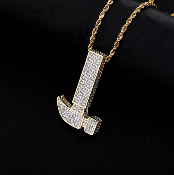 

хип-хоп форма молотка персонализированного кулона ожерелья для мужчин женщин мужских кулонов золота серебра ожерелья цепи, Silver
