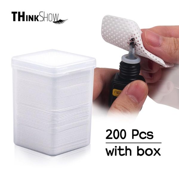 

false eyelashes thinkshow 200pcs/box paper cotton wipes eyelash glue remover wipe the mouth of bottle prevent clogging makeup tool