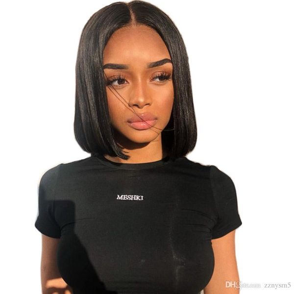 

bob wig peruvian straight lace front human hair wigs for black women remy hair 13x4 pre plucked short human hair wig, Black;brown