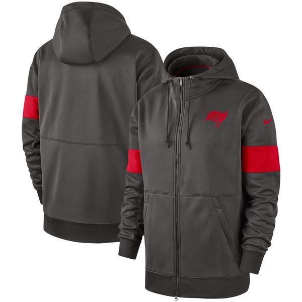 

mens tampa bay buccaneers vintage sideline performance full-zip hoodie - pewter sweatshirt, Blue;black