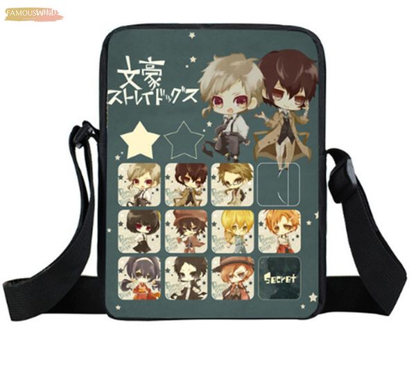 

anime bungou stray dogs polyester mini messenger bag boys girls satchel dazai osamu chuya nakahara shoulder bags kids snacks toys bags
