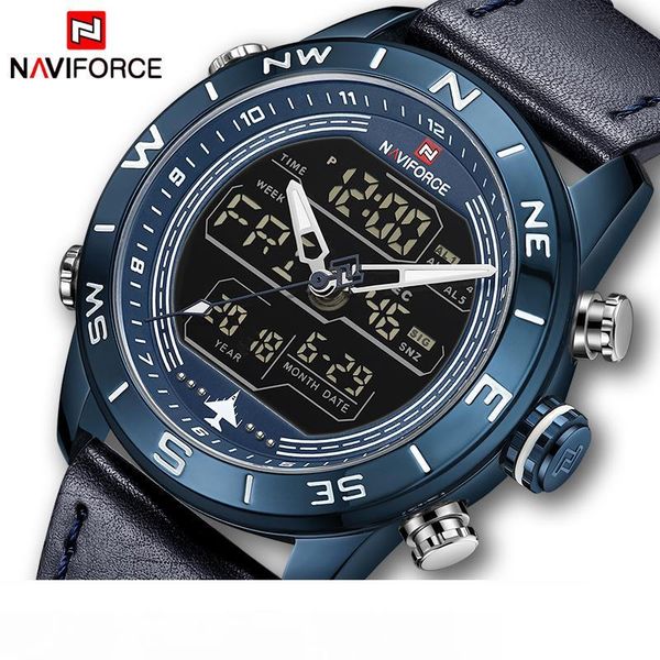 

2019 watches brand naviforce men fashion sport watch male waterproof quartz digital led clock mens military wristwatch mx190725, Slivery;brown