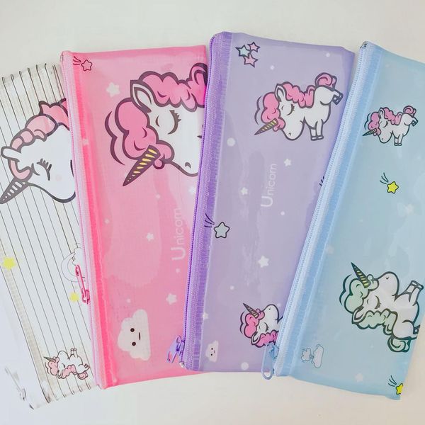 

10pcs/lot fresh unicorn pvc pen pencil bag stationery storage case box school office supply student gift
