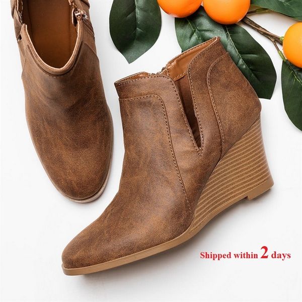 

monerffi autumn winter boots classic ankle pu leather boots winter suede slip-on women shoes 35-43 new women 2019 fashion boots ly191224, Black