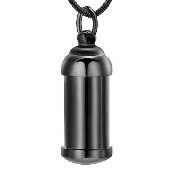

ijd11942 black color tube hold loved ones ashes memorial urn keepsake stainless cremation jewelry funeral casket, Silver