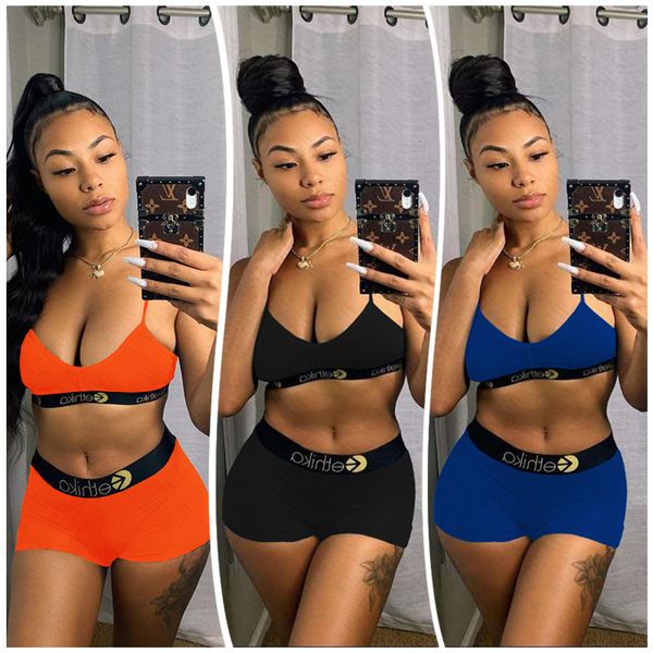 

women swimsuit tracksuit sports bra and shorts swimwear adjustable sling two piece bikini set beach swimming suit d61706, White;black