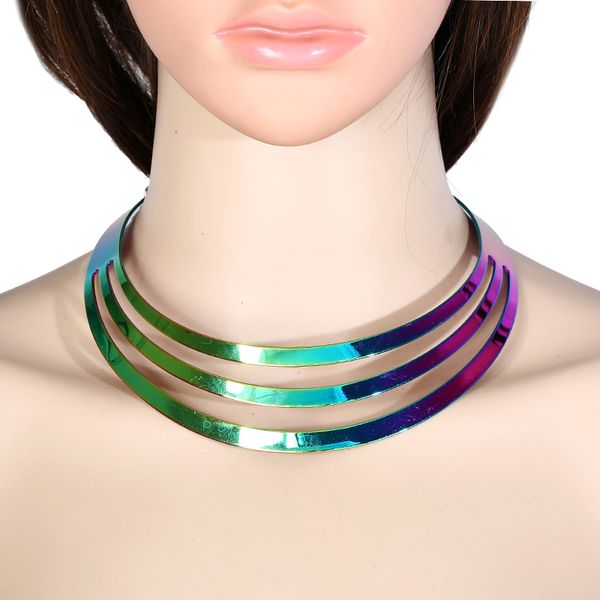 

rock street metal hollow punk collar choker necklace women 2019 new personality statement style collares collier femme, Silver
