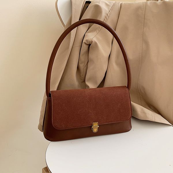 

2020 new women's shoulder bag fashion simple retro lady handbag women's pure color rectangular wild shoulder underarm bag