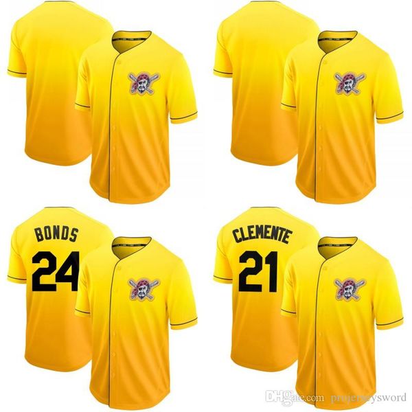 

mens fade pittsburgh 24 barry bonds 21 roberto clemente 6 starling marte 55 josh bell 50 jameson taillon pirates baseball jerseys, Black