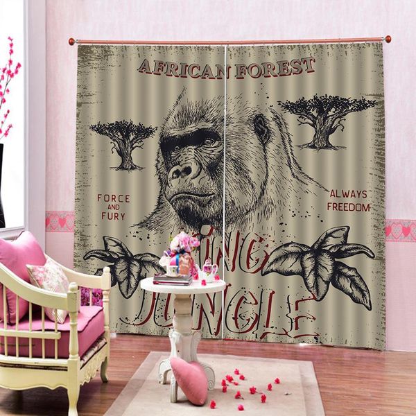

monkey curtains kids curtain beige 3d window curtains for living room bedroom drapes cortinas customized size