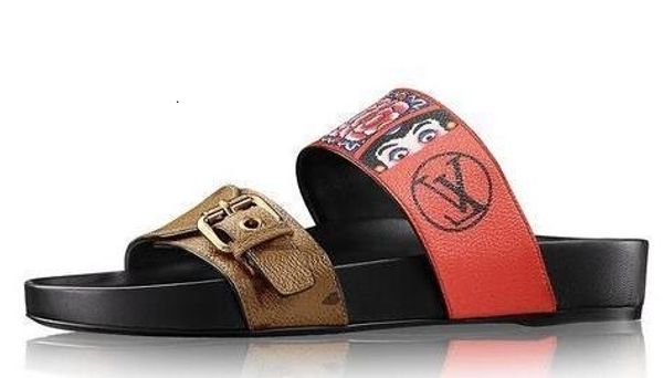 

2019 2019 1a3yxe sandal women slippers slippers drivers sandals slides sneakers princetown leather slipper real leather shoes, Red;white