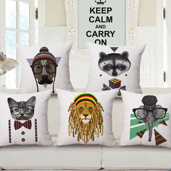 

animal portrait embrace pillow case cotton pillow