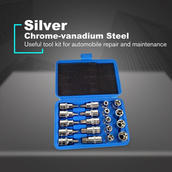 

19pcs 1/2in socket set drive star socket bit set e10 - e24 torx t20 - t70 pressure batch repair tools
