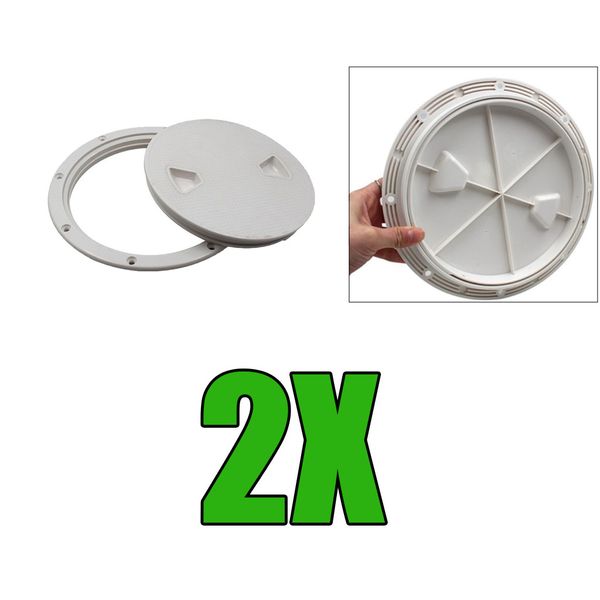 

2x abs boating 6 inch deck inspection hatch screw out plate non slip white