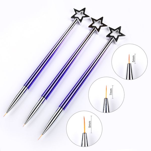 

3 pcs/lot nail art brush liner drawing pen flower painting brushes double head pen plastic handle nail art tools diy design, Yellow