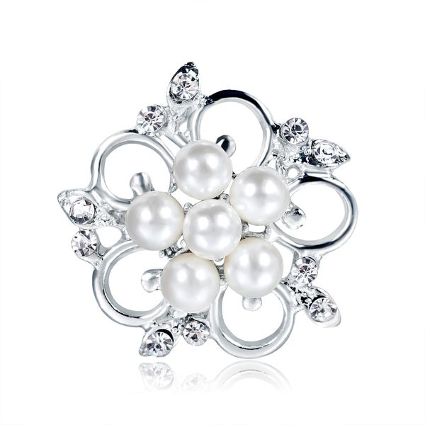 

rhinestone fashion retro brooch round pearl with diamond brooch jewelry wholesale, Gray