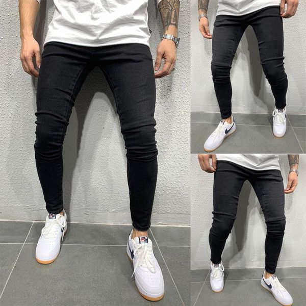 

new fashion men skinny jeans stretchy pant denim pant slim fit long bike jeans men long trouser, Blue