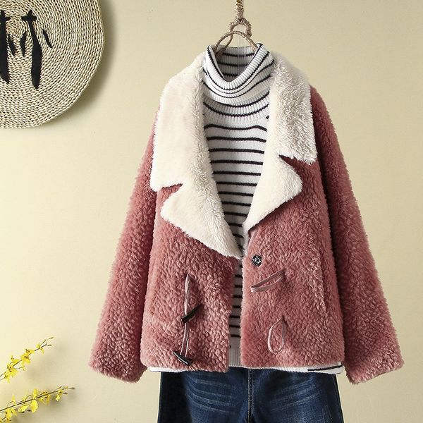 

winter new products yang jiao kou lambs wool short cardigan coat sheep shearing fur thick, Blue;black